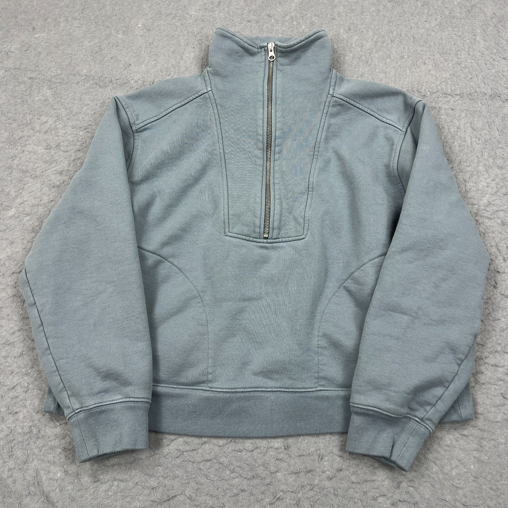 Everlane Blue-Gray Half-Zip Track Sweatshirt